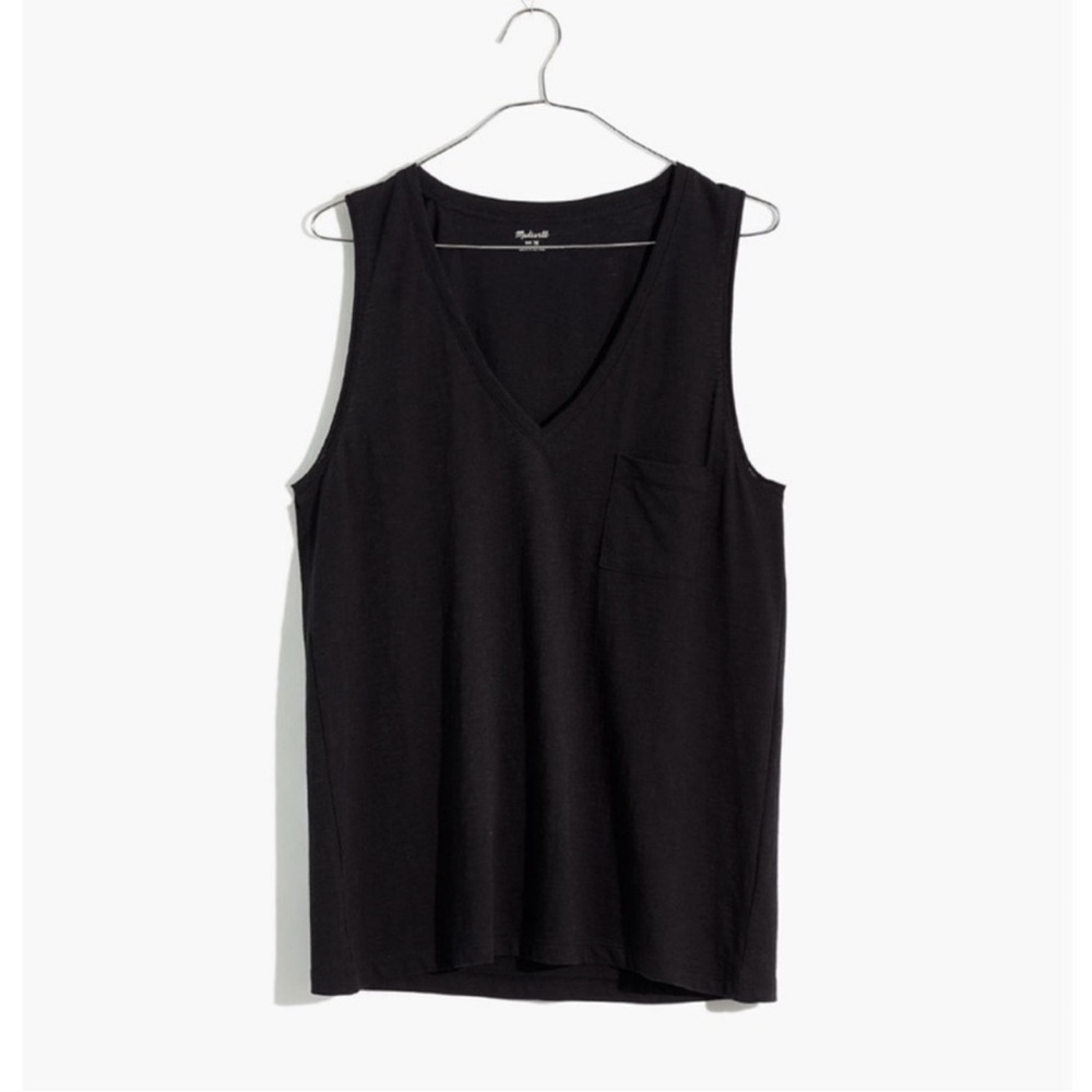 Madewell Whisper Olive V-Neck Pocket Tank - XS